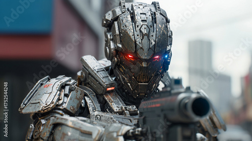 heavily armed battle robot ...