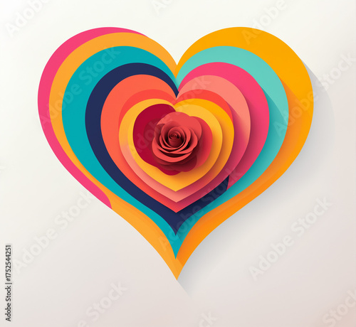 layered colorful heart with...