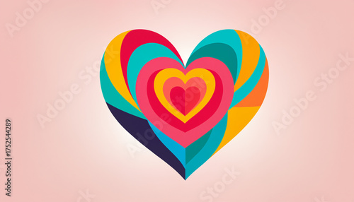 colorful layered heart symb...
