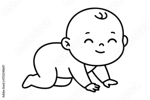 Cute baby crawling outline icon, simple vector illustration for parenting, childcare, or baby product design.