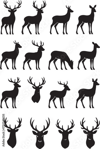 Deer Silhouette Collection: A meticulously curated compilation of deer silhouettes, showcasing a range of poses and angles.