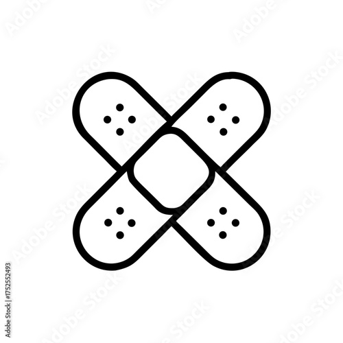 Two crossed bandages for medical treatment use