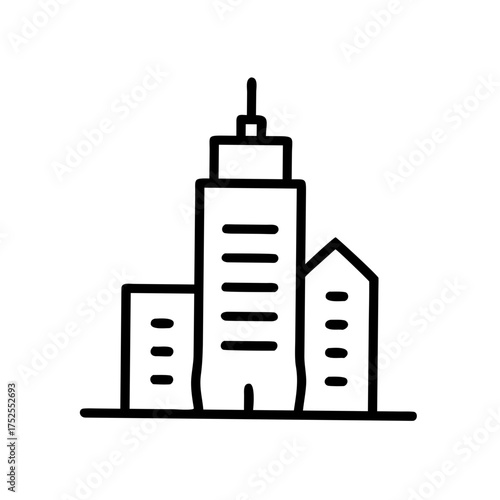 Modern cityscape icon with tall buildings
