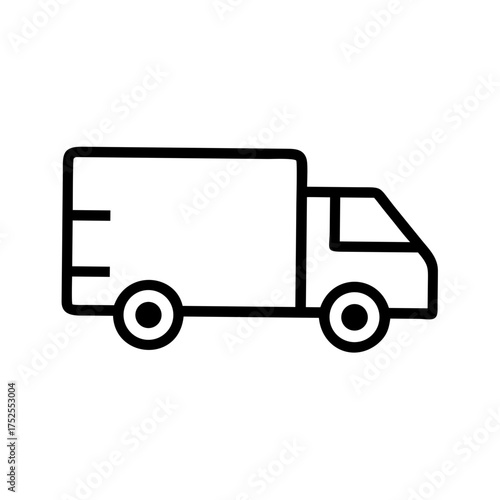 Delivery truck with lines on the back for shipping