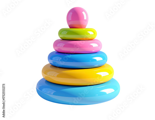  Stacked Rainbow Baby Toy Pyramid Cut Out for Learning Concept
