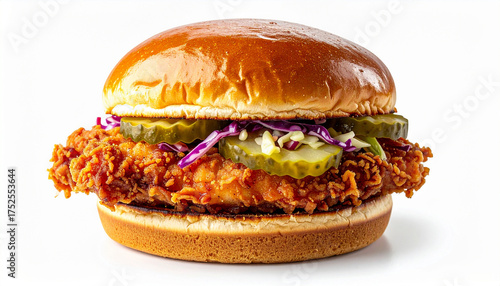 Crispy Chicken Sandwich Isolated on White Background