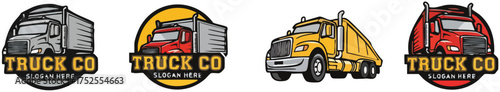 Truck Company Logos with SemiTrucks and Dump Truck.