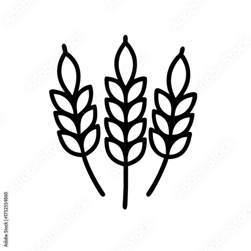 Three wheat stalks, representing agriculture and harvest