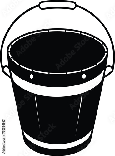  wooden bucket filled with fresh water on white ba.eps