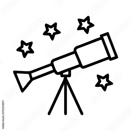 Telescope observing stars in the sky