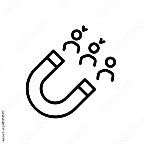 Magnet attracting people, a concept of attraction