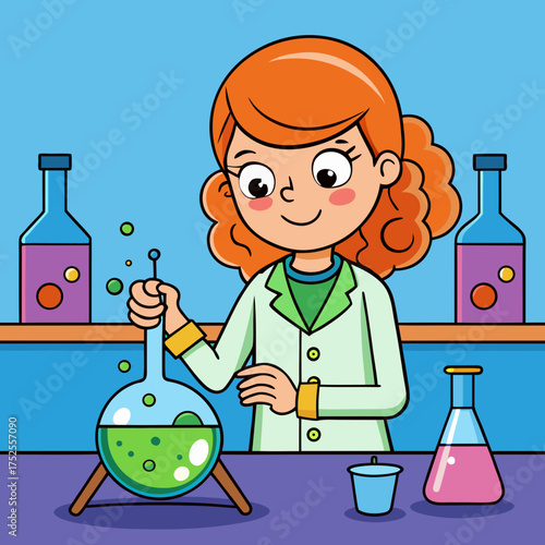 Young girl conducting a science experiment in the laboratory