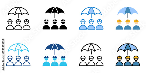 labor union icon set multiple style collection 
