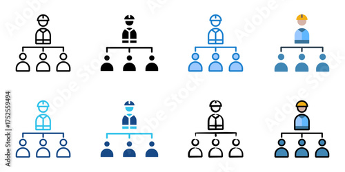 contractor icon set multiple style collection 
