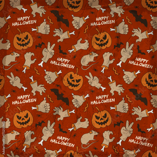 Halloween Themed Seamless Floral Pattern Texture