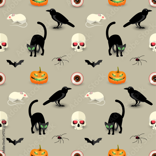 Halloween Bat and Moonlight Seamless Texture