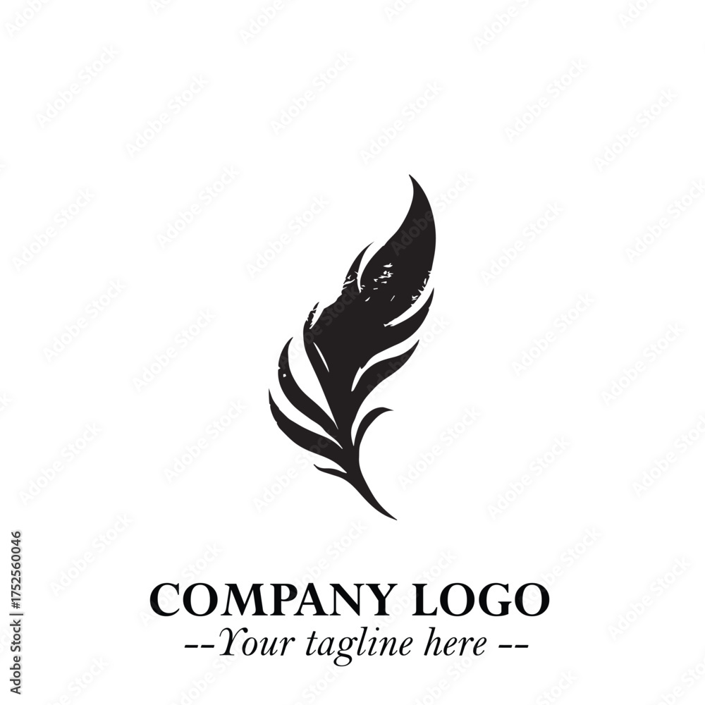 Obraz premium Feather Logo Symbol in Black on the White Background Minimalist Elegant Vector Illustration