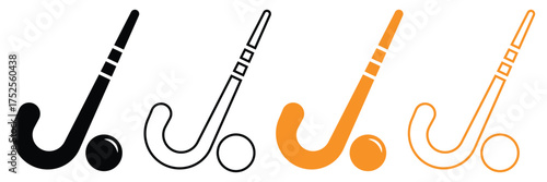 Hockey Stick Logo and Puck Icon | Flat Glyph Sports Design Vector.