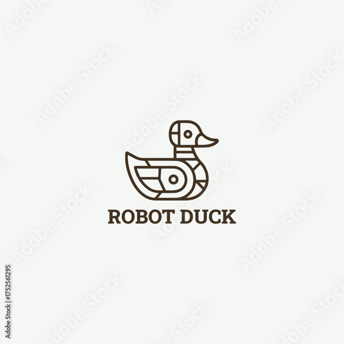Robot duck logo icon design template vector illustration