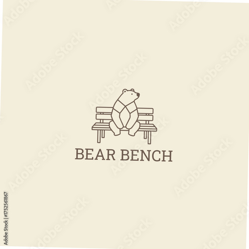 Bear bench logo icon design template vector illustration