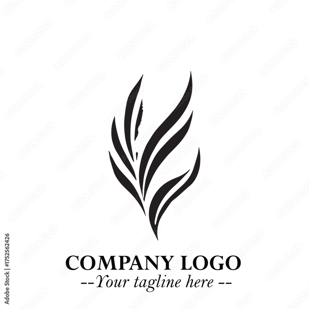 Obraz premium Feather Logo Symbol in Black on the White Background Minimalist Elegant Vector Illustration