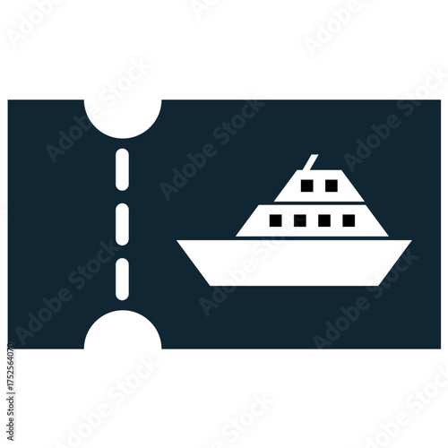 Ship ticket icon vector. Ideal for sea travel, ferry, and cruise booking themes. This graphic symbolizes fare payment for a waterborne passage or voyage.