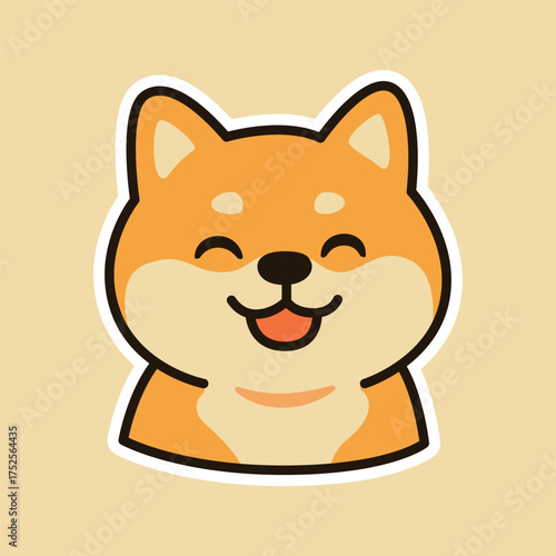 Smiling Shiba Inu Dog Head Illustration in Pastel Kawaii Style for Cute Branding