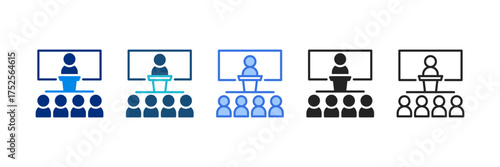 Seminar Icon Set Multiple Style Vector Illustration 