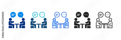 Discussion Icon Set Multiple Style Vector Illustration 