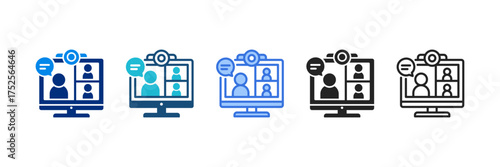 Webinar Icon Set Multiple Style Vector Illustration 