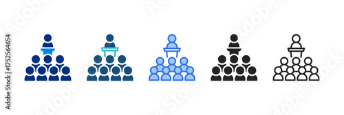 Conference Icon Set Multiple Style Vector Illustration 
