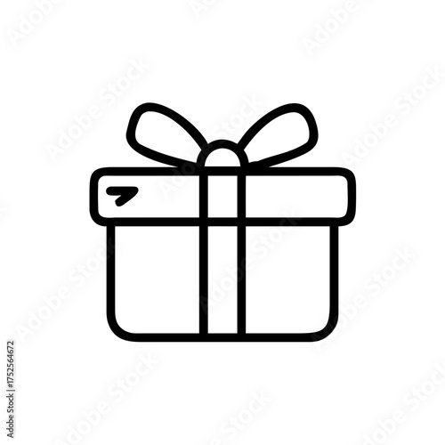 Simple line art of a gift box with ribbon
