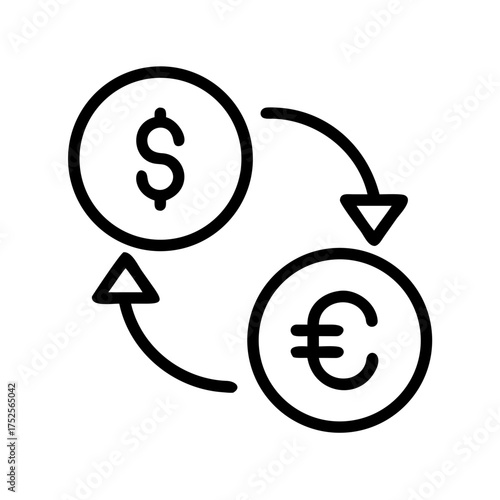 Currency exchange icon with dollar and euro