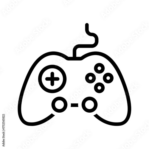 Vector black line icon for Game controller