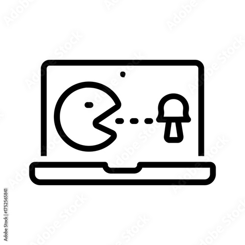 Vector black line icon for Gaming laptop