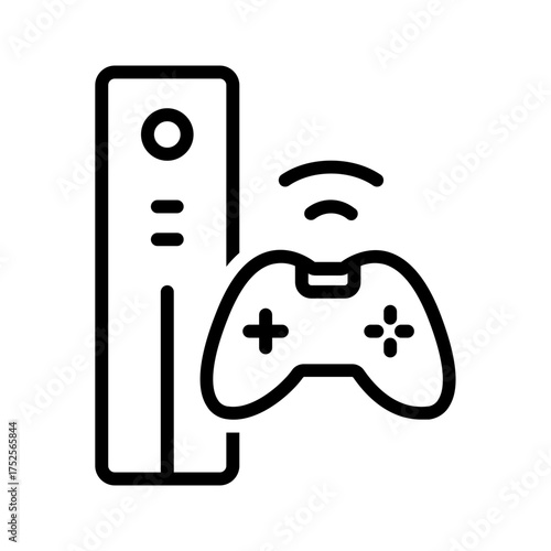 Vector black line icon for Gaming console