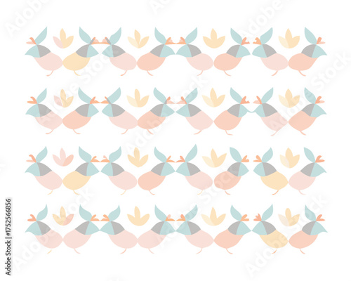 Seamless pattern with pastel colored birds
