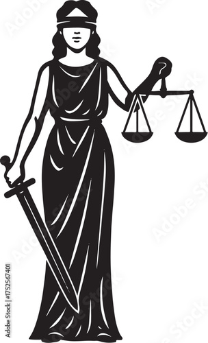PrintLady justice holding scales and sword blindfolded