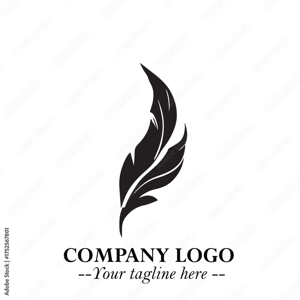 Obraz premium Feather Logo Symbol in Black on the White Background Minimalist Elegant Vector Illustration