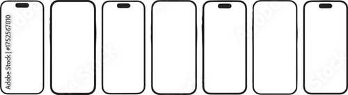 Smartphone Frame Mockup Set, Mobile Screen Template, Blank Display UI UX, Modern Phone Mockup, App Design Vector, Web Interface Frame