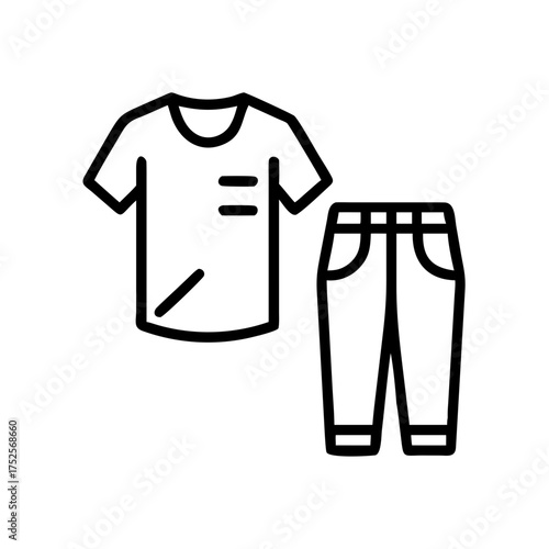 Outline illustration of a tshirt and pants