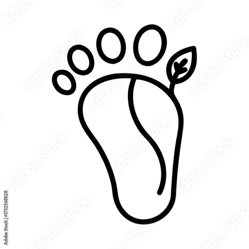 Footprint with toe beans and leaf, simple design