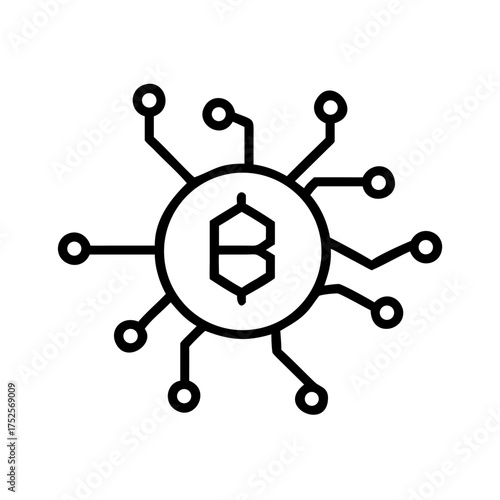 Digital bitcoin network representing cryptocurrency