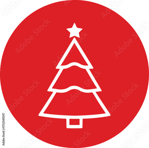 Winter Holiday Christmas Tree. Decorative Evergreen Icons for Greeting Cards and Web Design.