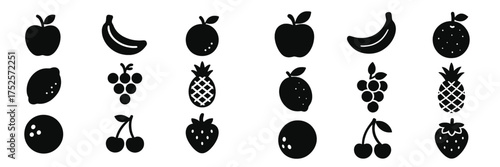 Fruits displayed in various shapes and sizes against a simple background showing diversity in types