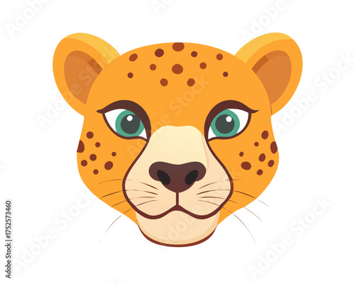 portrait leopard game character, 2d, clean background
