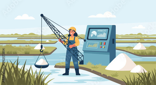 Automated salt harvesting with digital technology integration in marshland