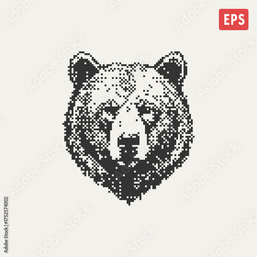 grizzly bear retro pixel art