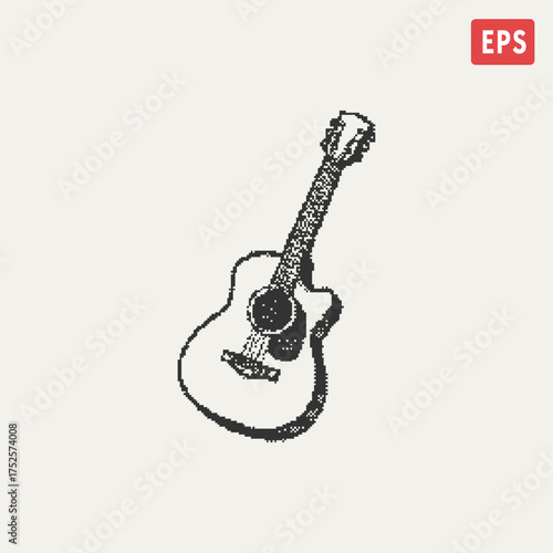acoustic guitar retro pixel art