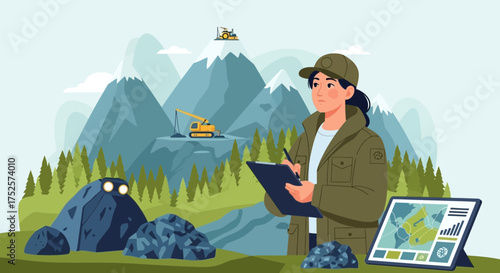 Geological survey team assessing mineral resources in remote mountainous terrain